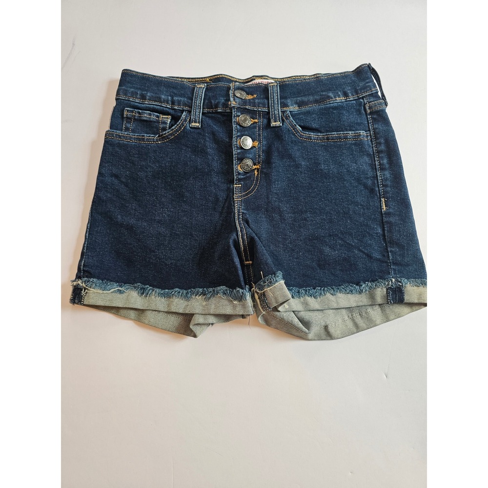 Levi Strauss Signature Shorts Women 6 Dark Wash Button Fly Frayed